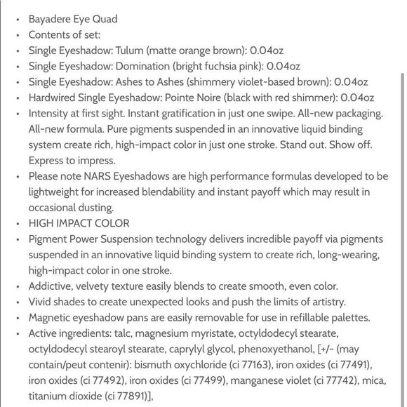 NIB NARS BAYADERE QUAD - Picture 6 of 6